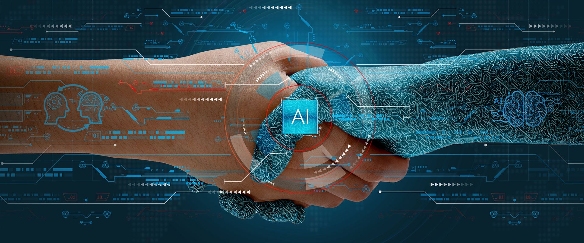 human and AI holding hands