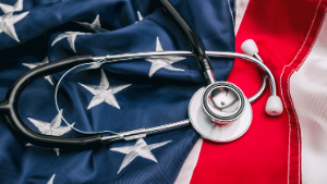 American flag with stethoscope 