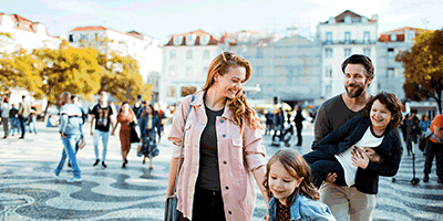 family walking