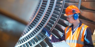 industrial worker by turbine