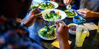 sharing plates of food