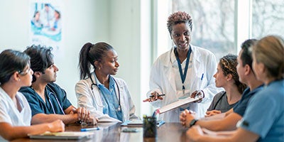 healthcare workers in meeting