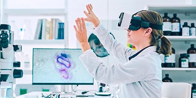 researcher using VR headset