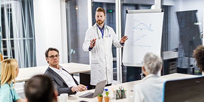 healthcare workers in meeting