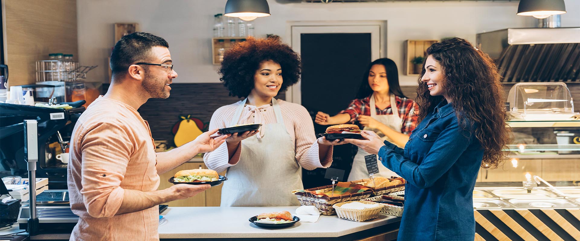 customers in quick service restaurant's new international location