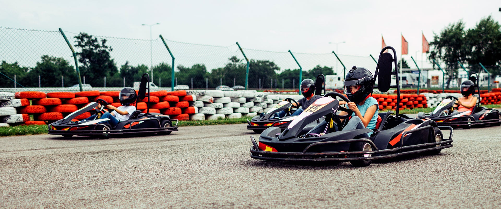 kids riding Go-Karts