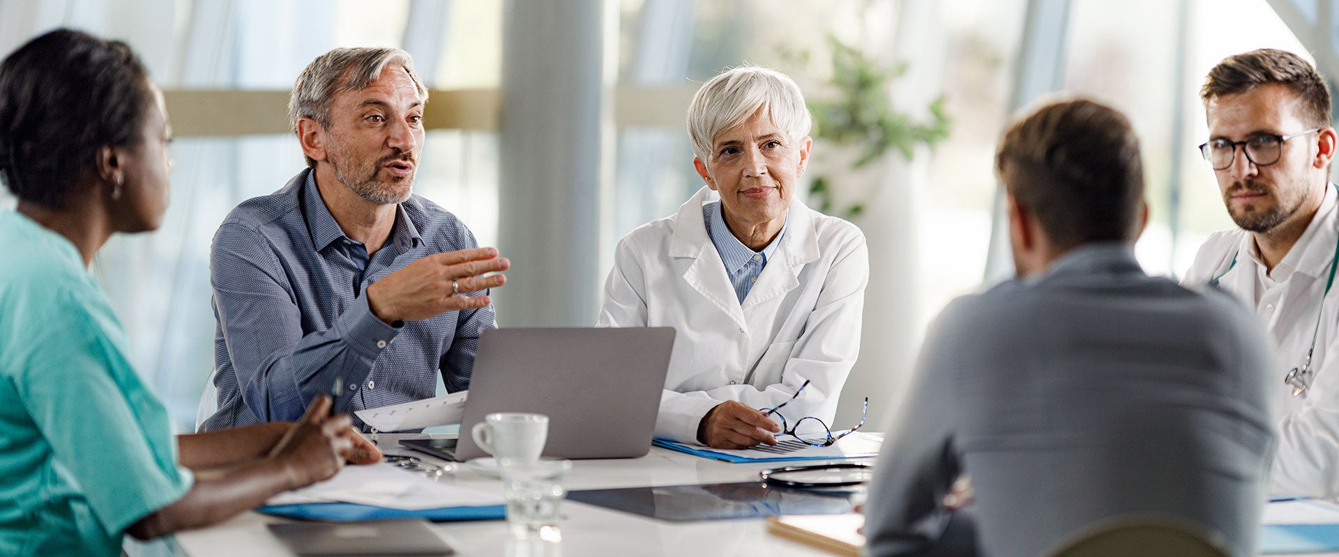 healthcare professionals in meeting