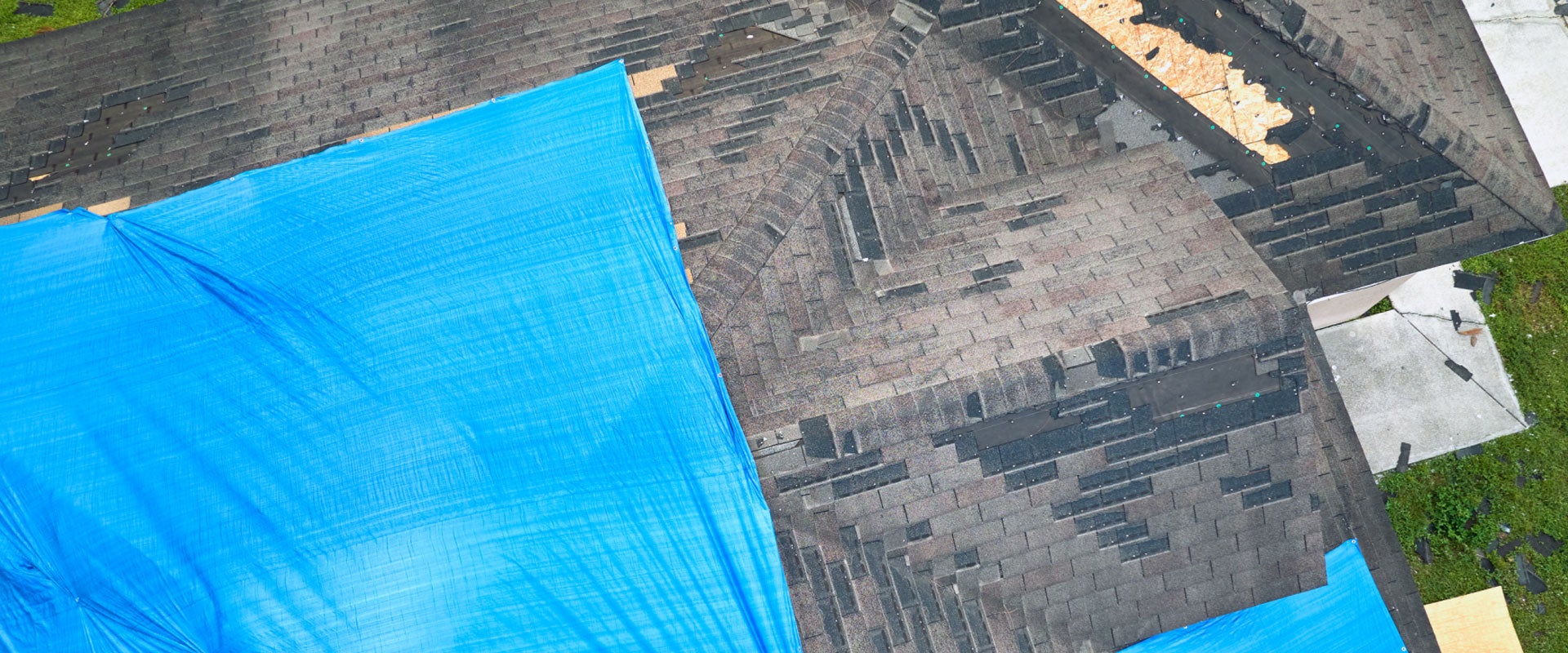 tarp over roof