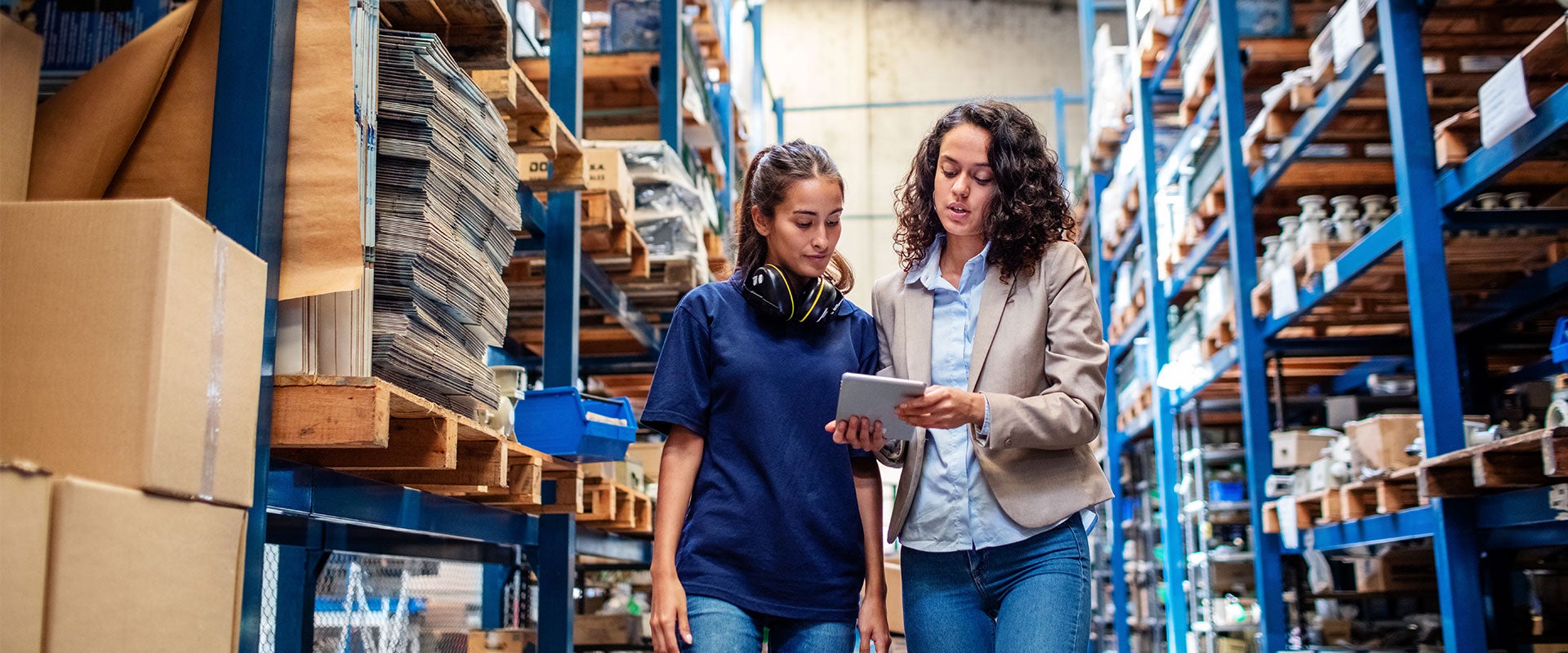 people chatting in warehouse