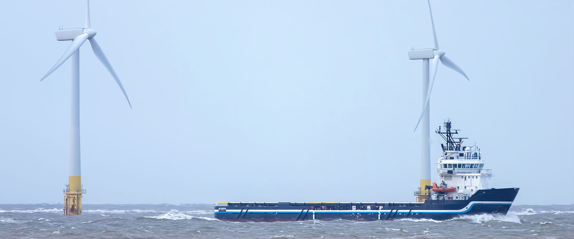 wind turbines and ship