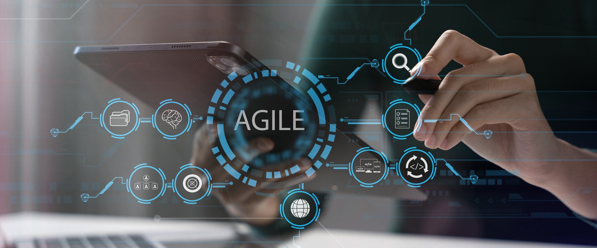 agile text over abstract digital image