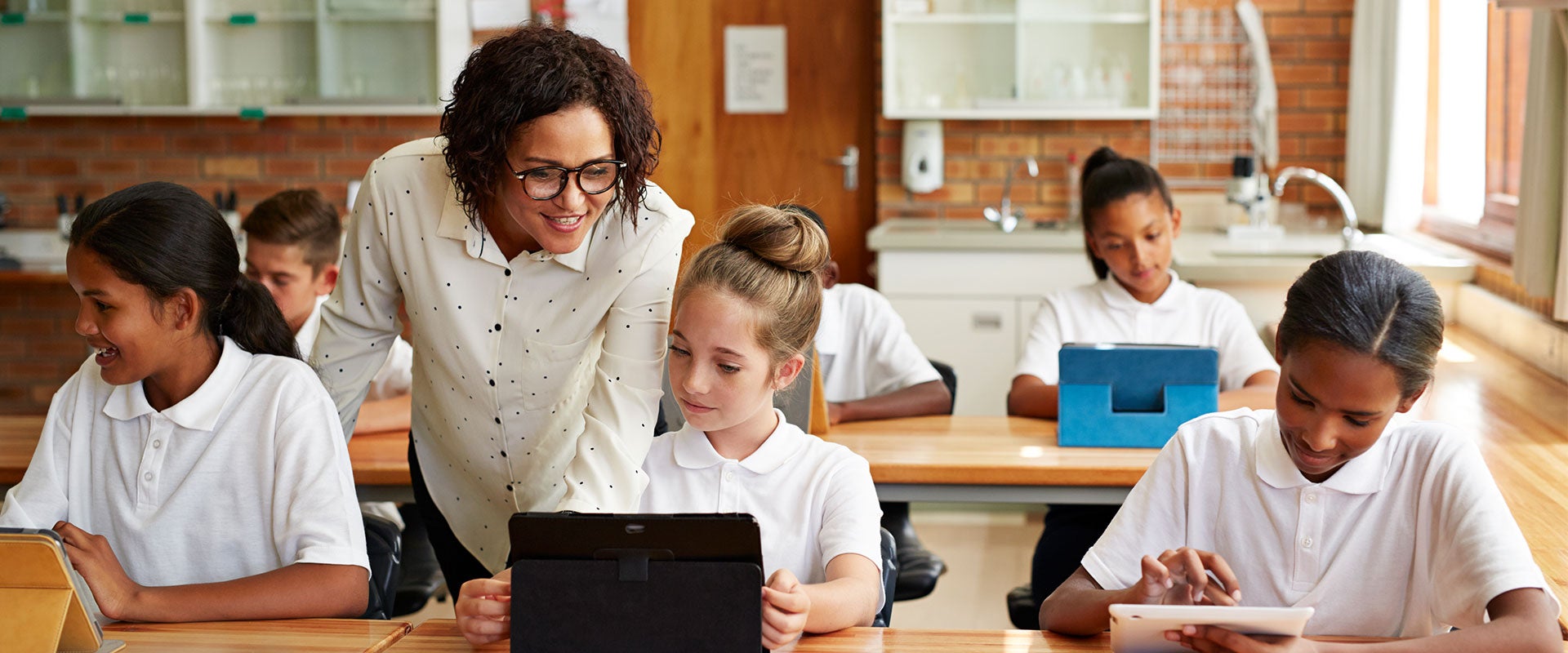 teacher with students