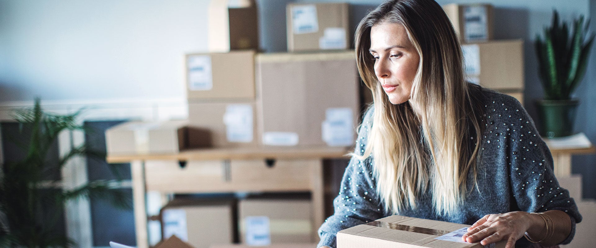 woman with boxes