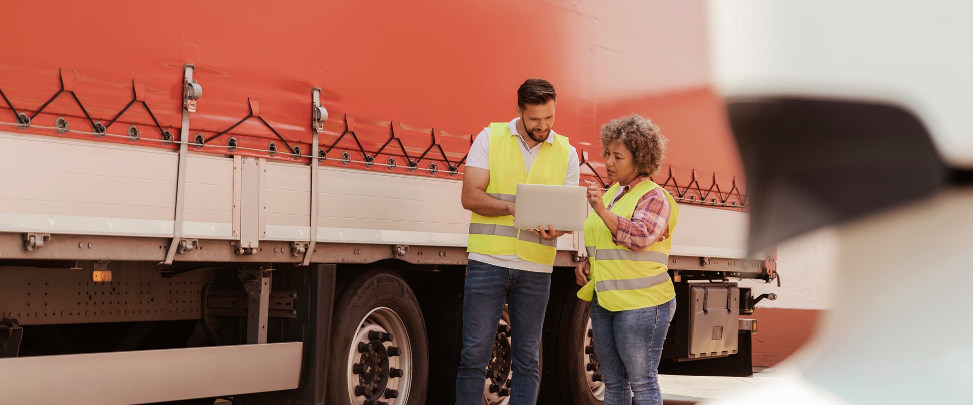 truck drivers in conversation