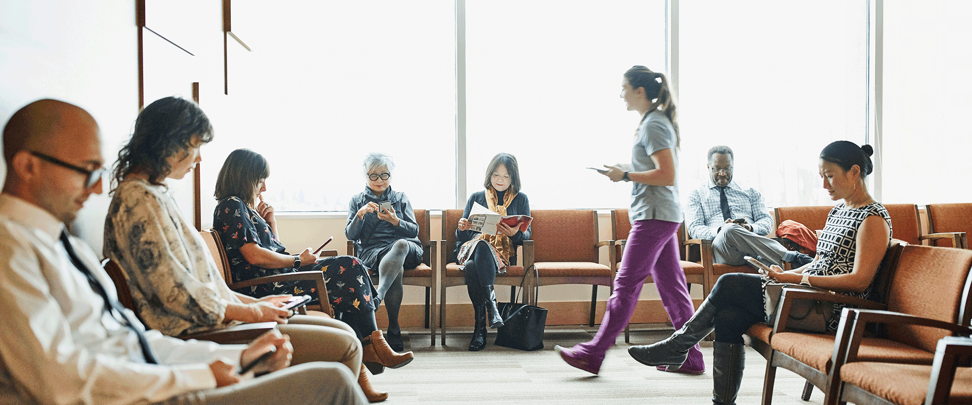 multiple patients in healthcare waiting room