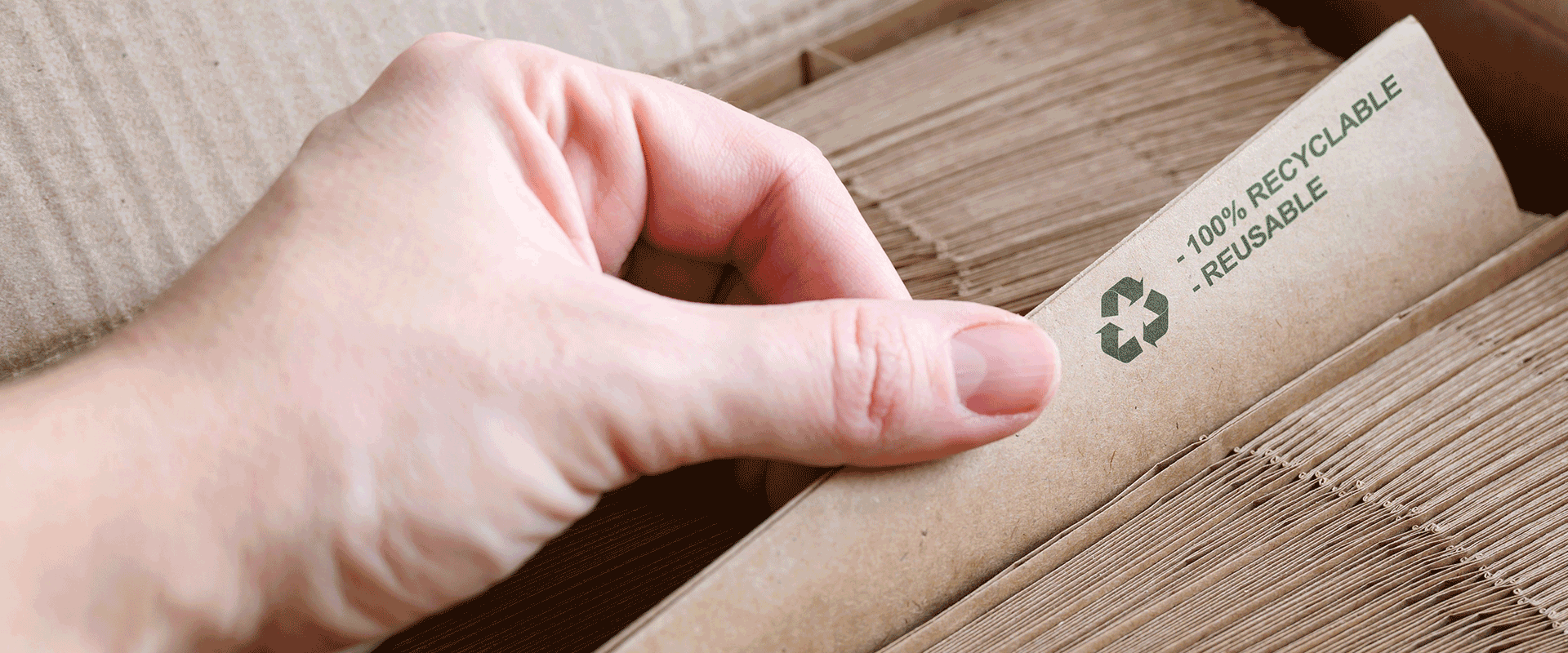 hand picking out 100% recyclable coffee cup sleeve