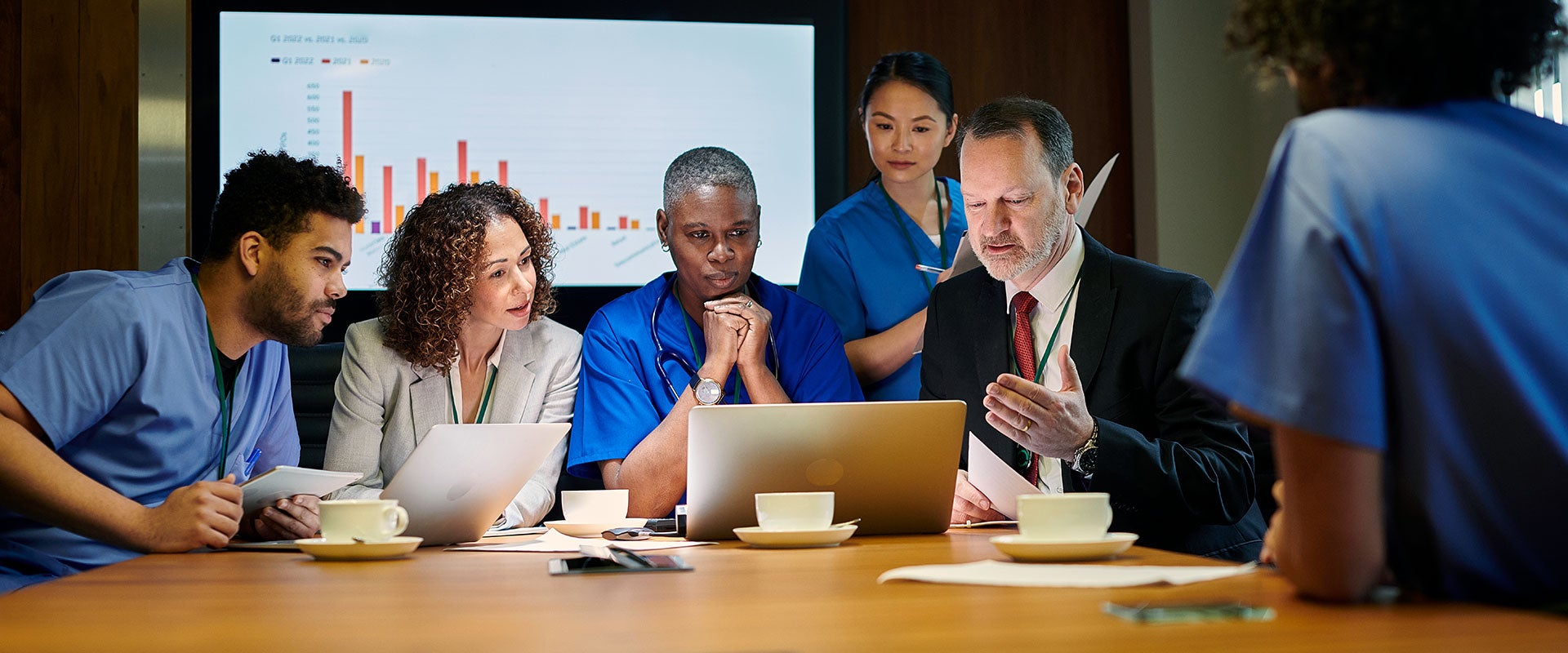 healthcare workers in meeting