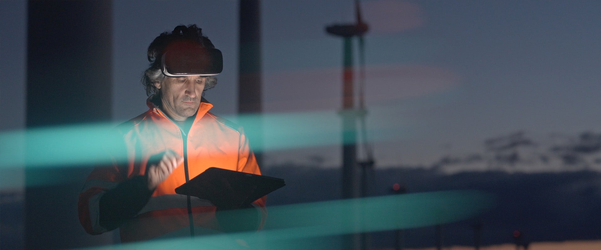 engineer running diagnostics on ipad