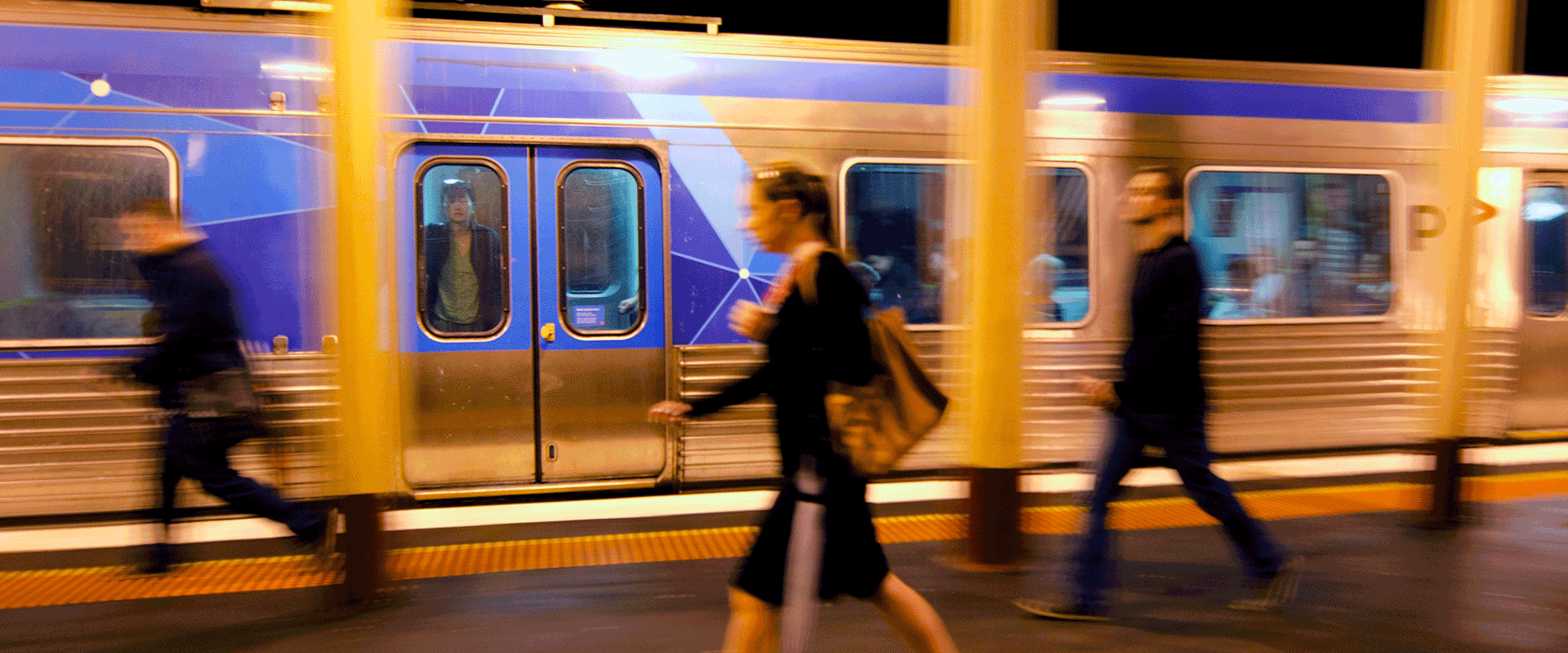 public transportation nighttime 