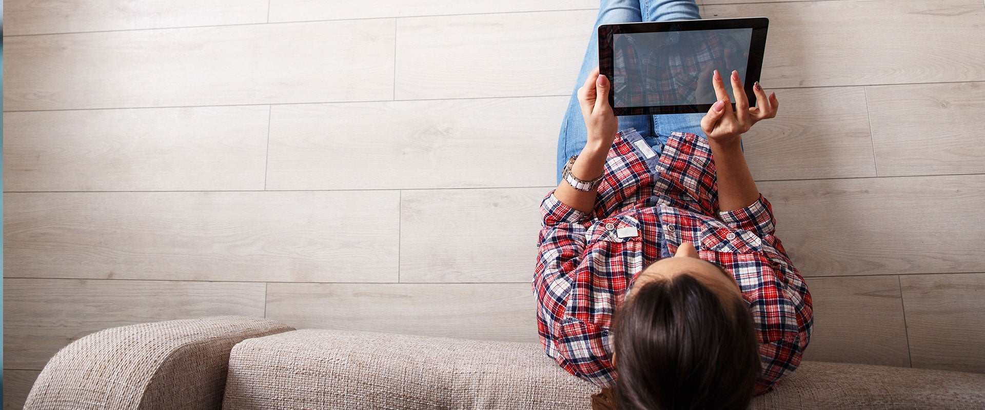 woman using tablet