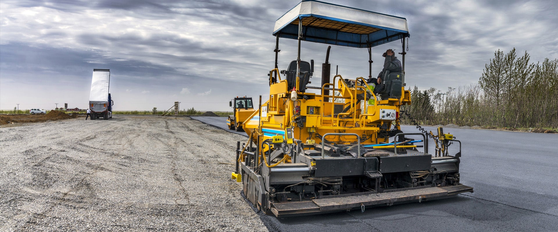 machine paving new road