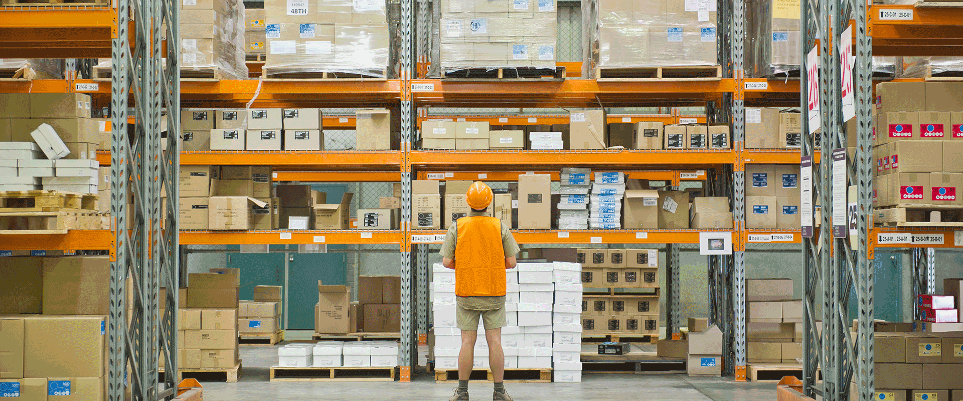 person standing in warehouse