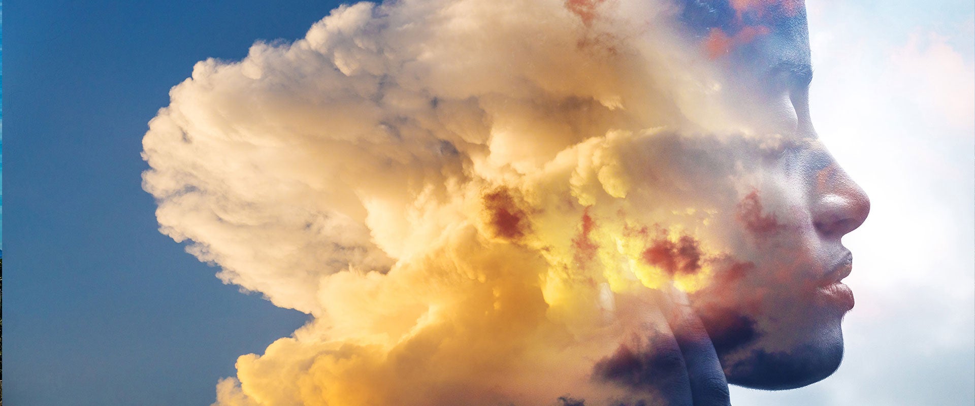 abstract face and clouds