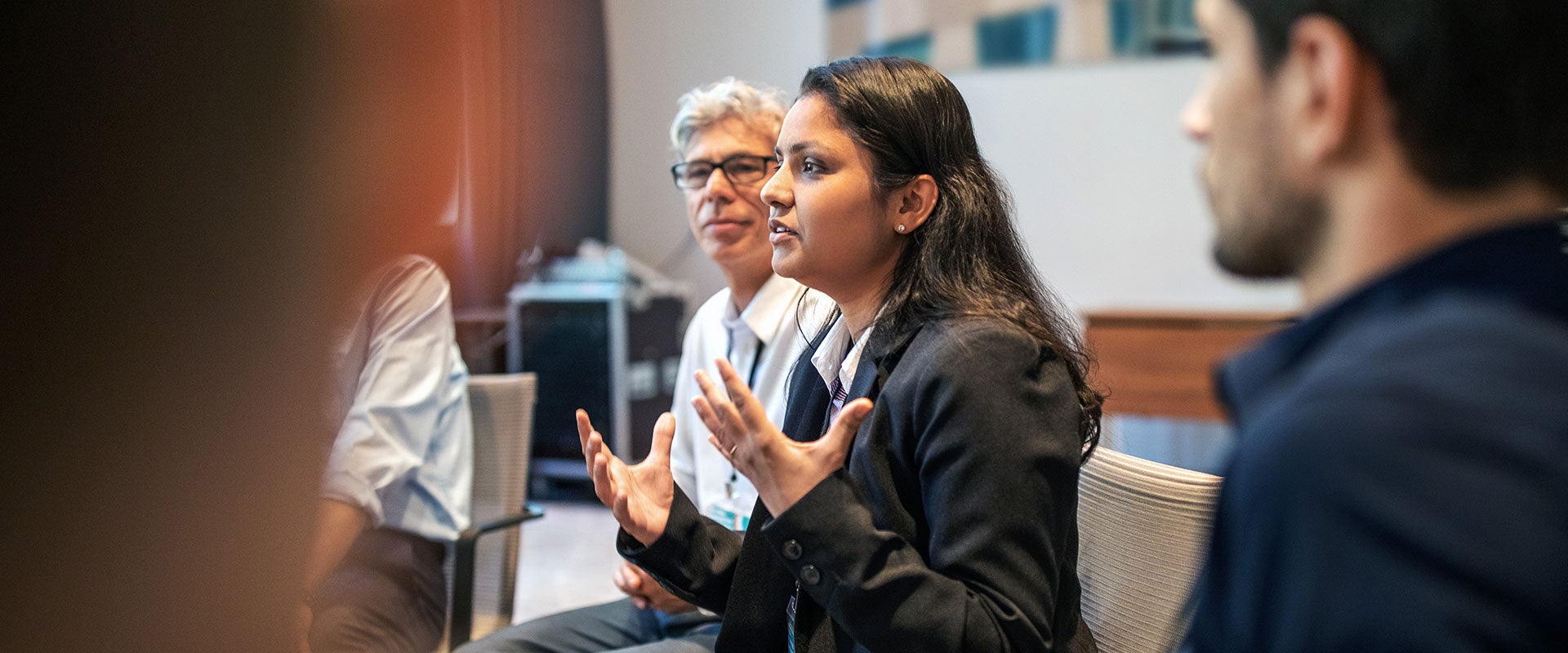 woman speaking in meeting