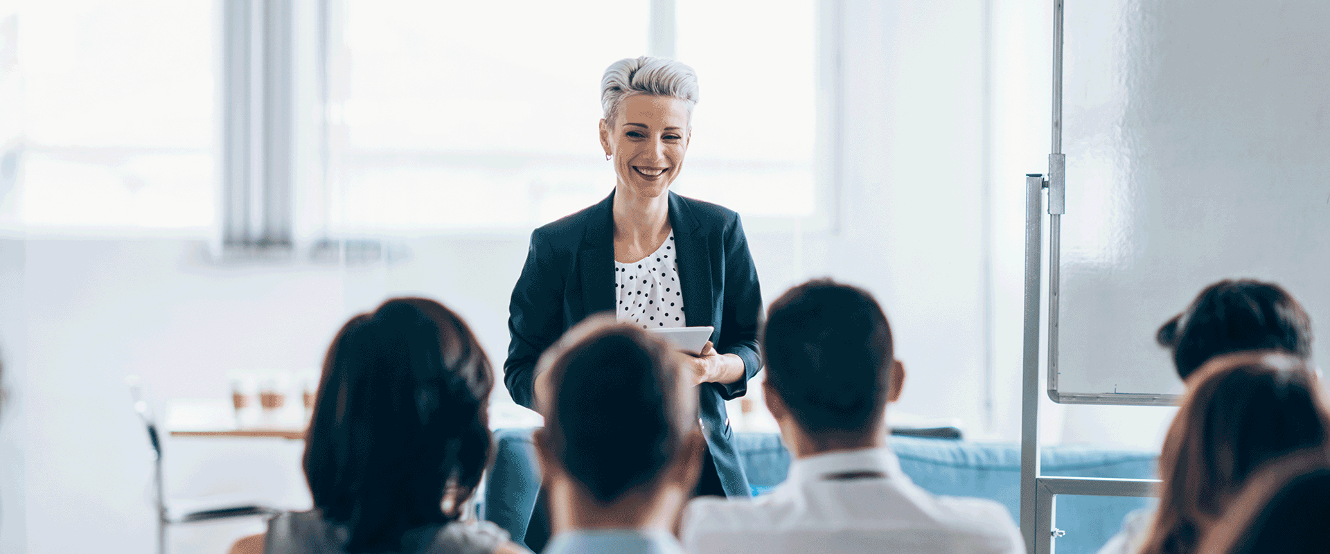 woman presenting to group