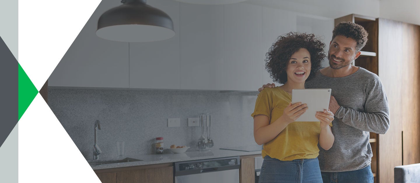couple smiling at lamp