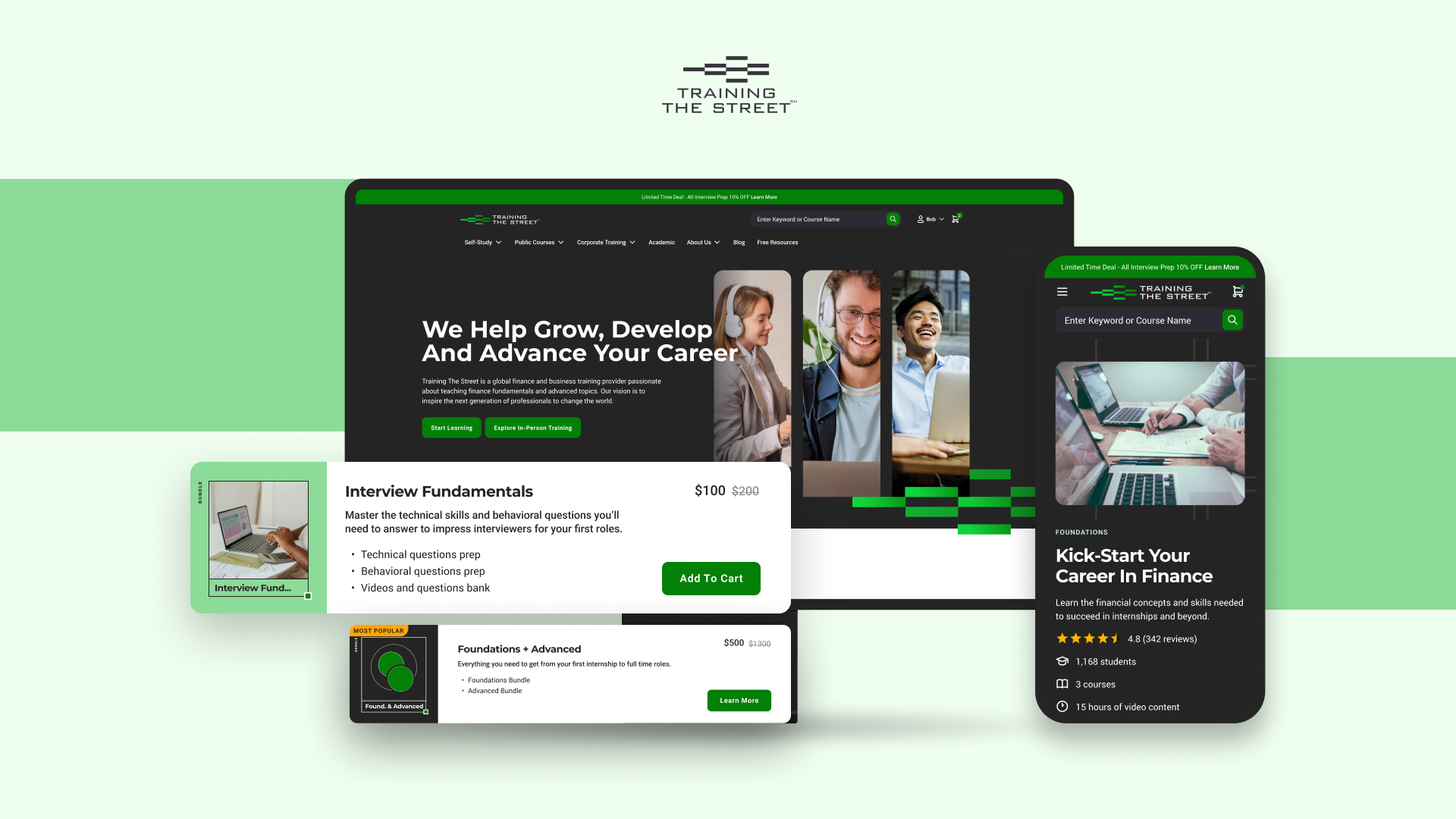 collage of website, app, and popups