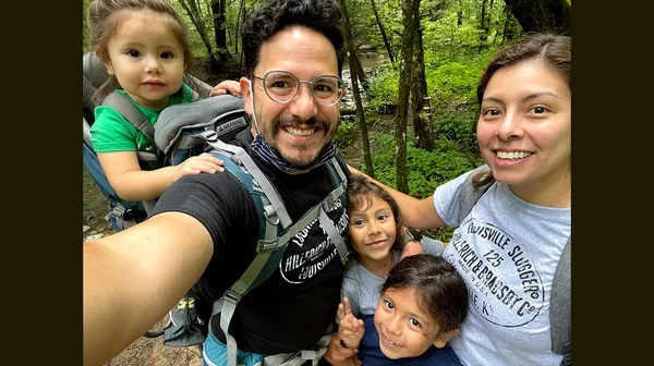 smiling family selfie