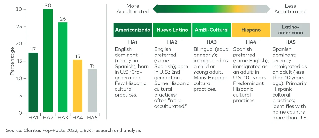 Hispanic population by acculturation level 