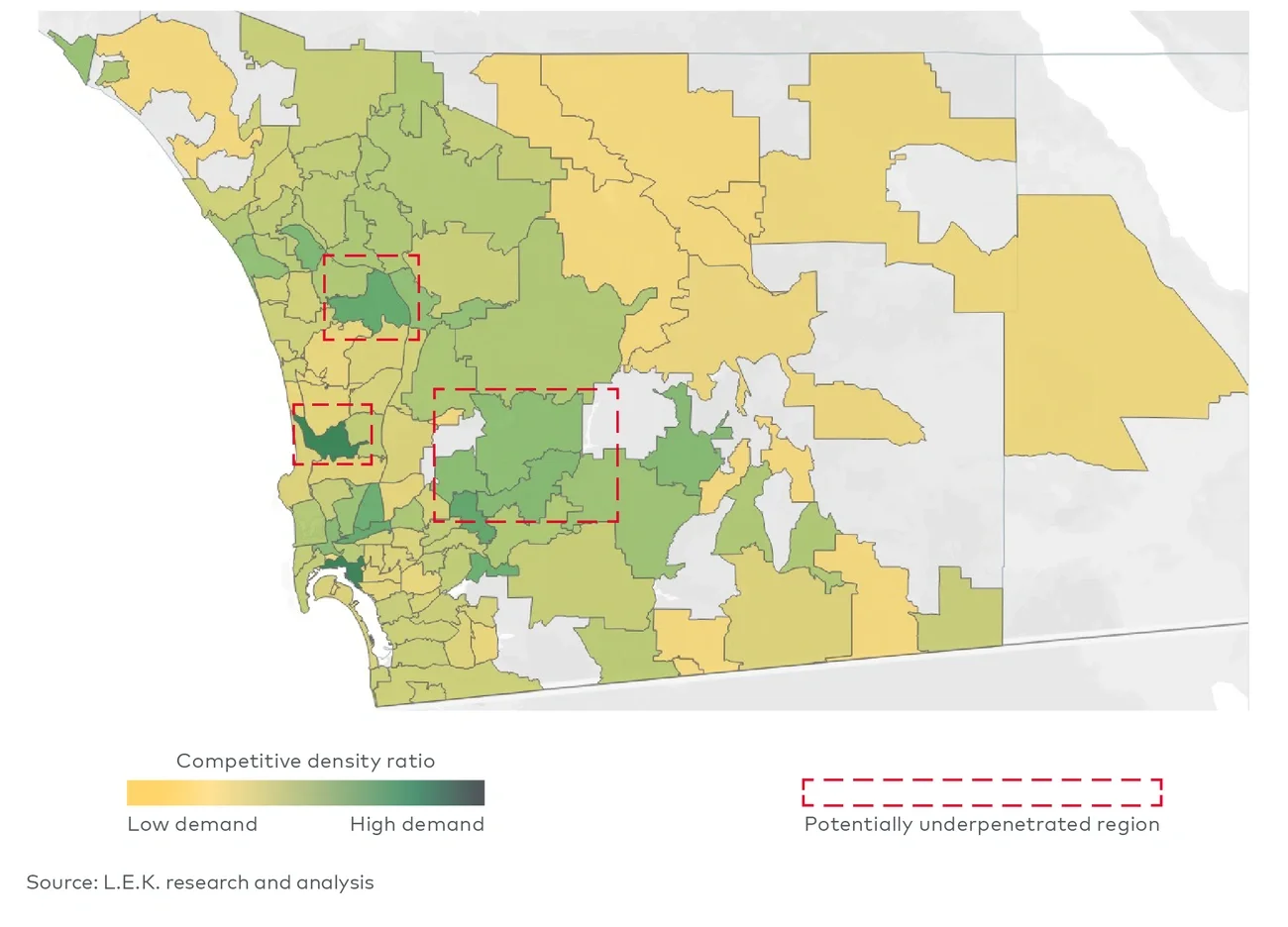 Market demand and competitive density map