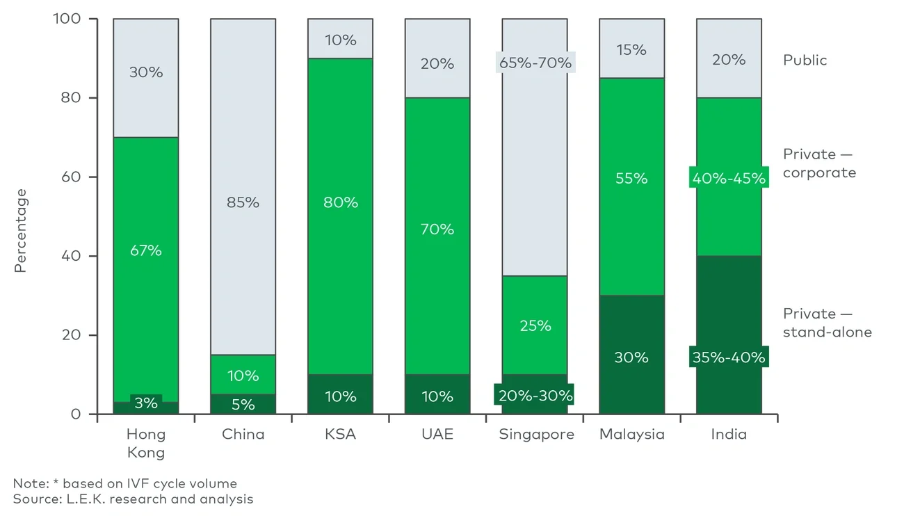 IVF Treatment market split by provider type*
