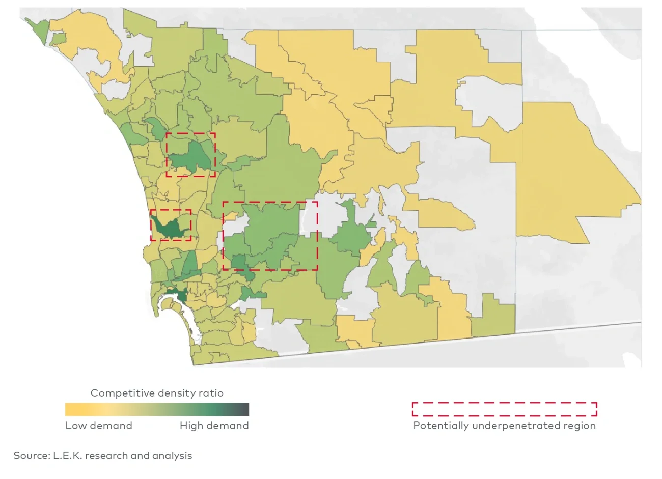 Market demand and competitive density map
