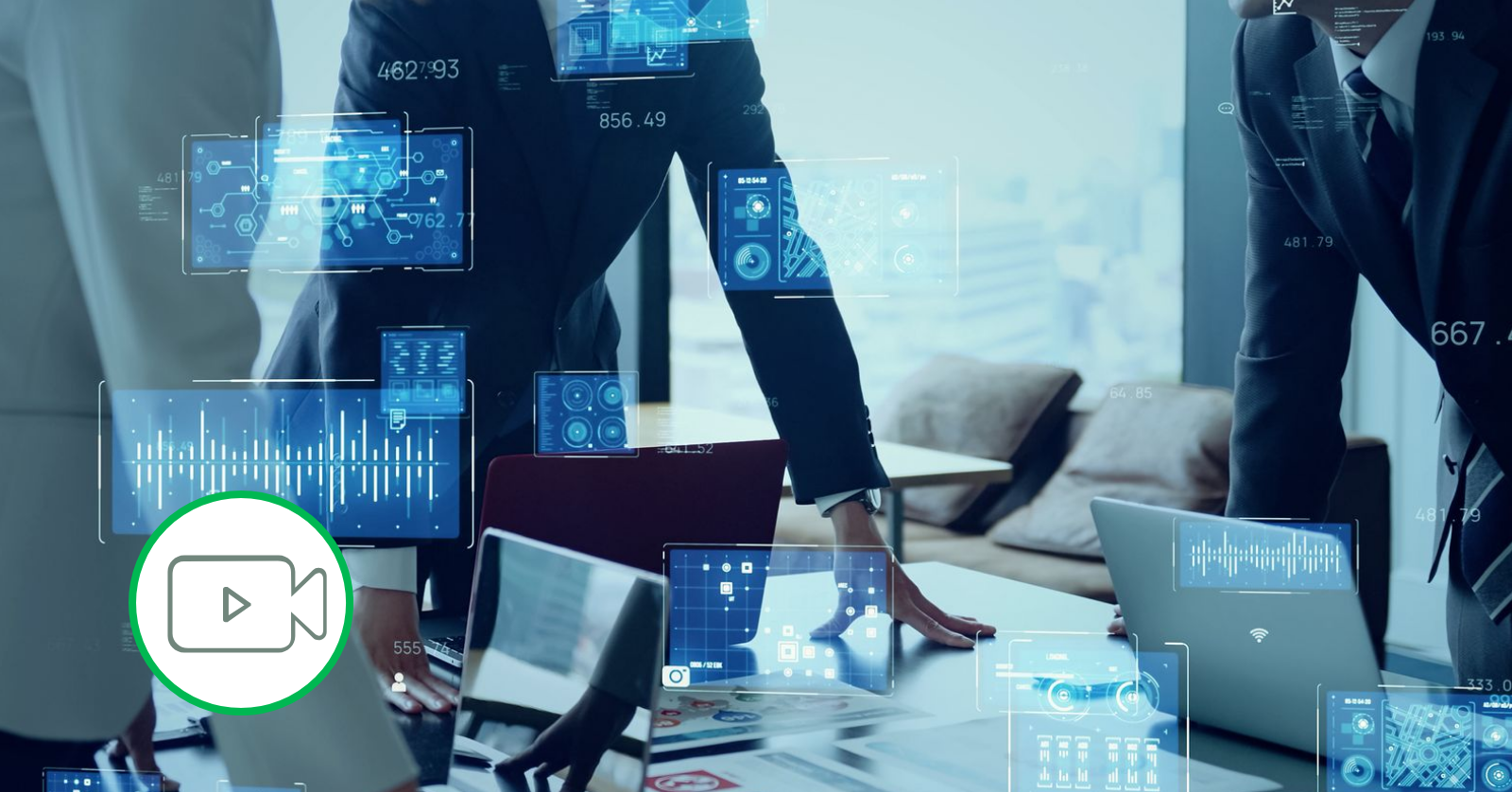 business meeting with digital data