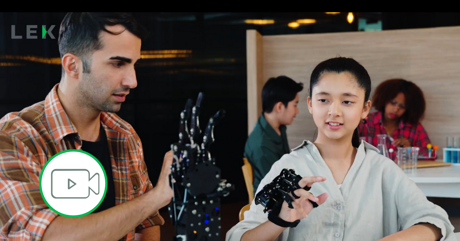 young student using AI with robotics
