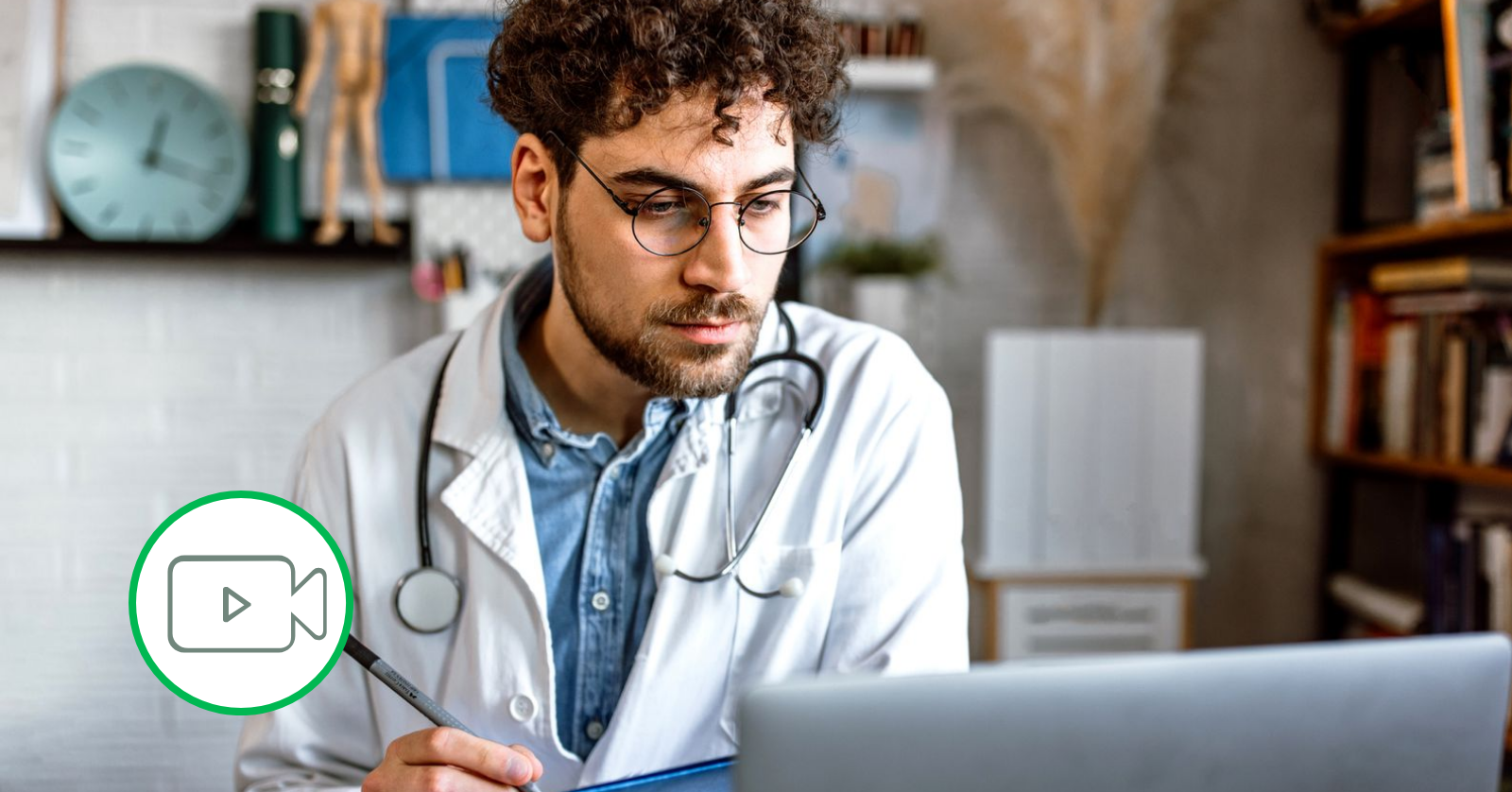 doctor looking at laptop