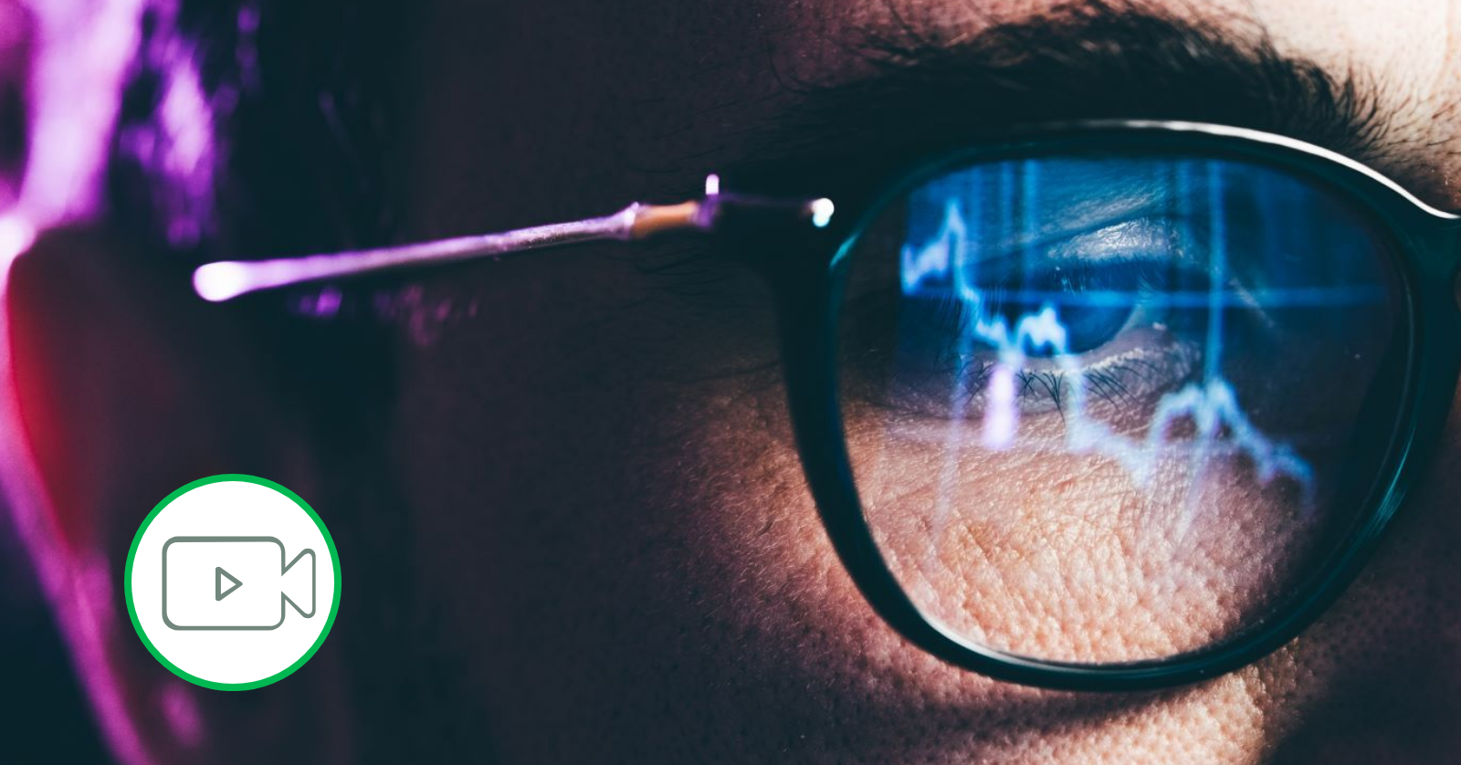 digital graph reflecting in glasses