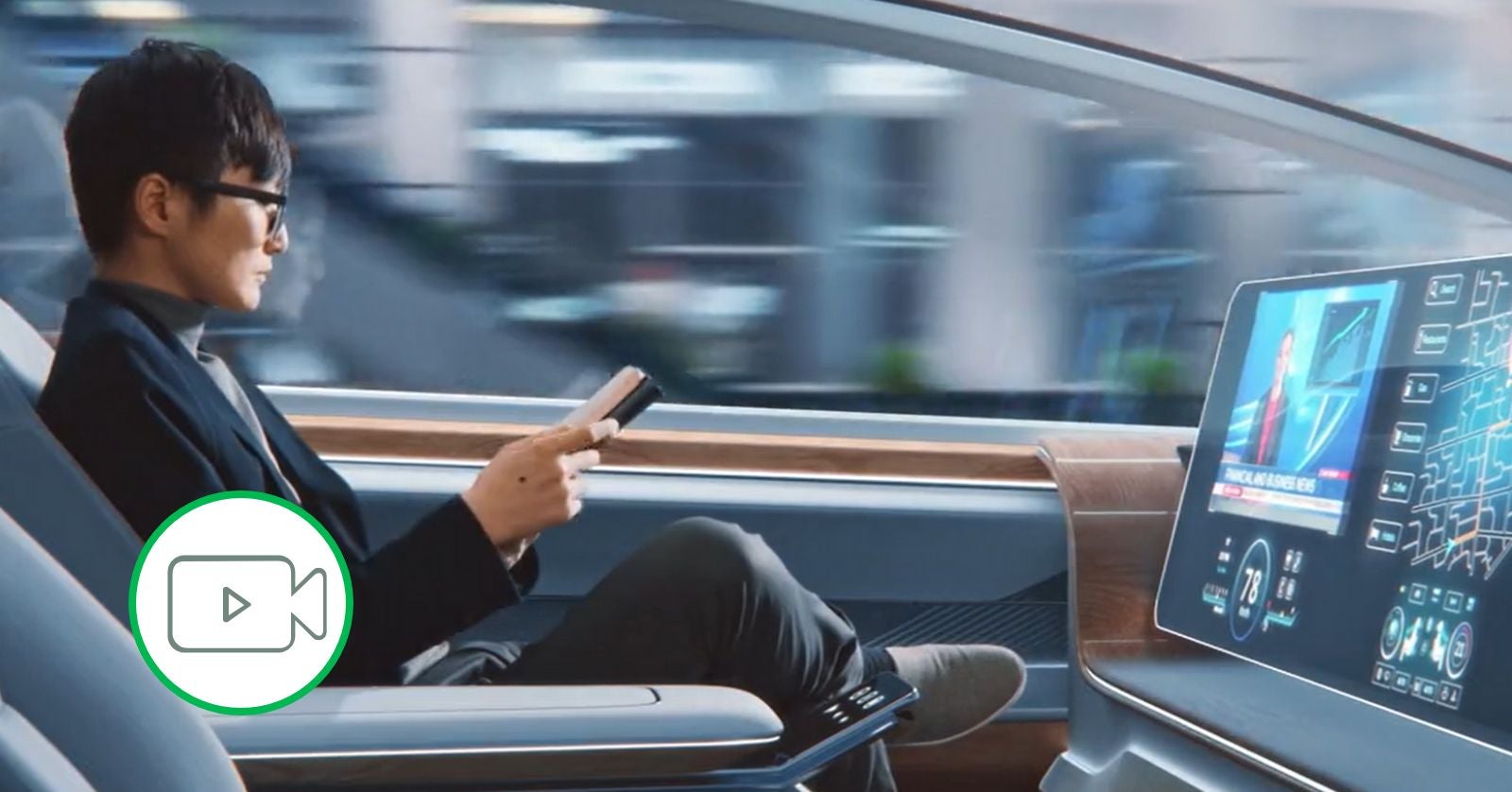 person in self-driving car